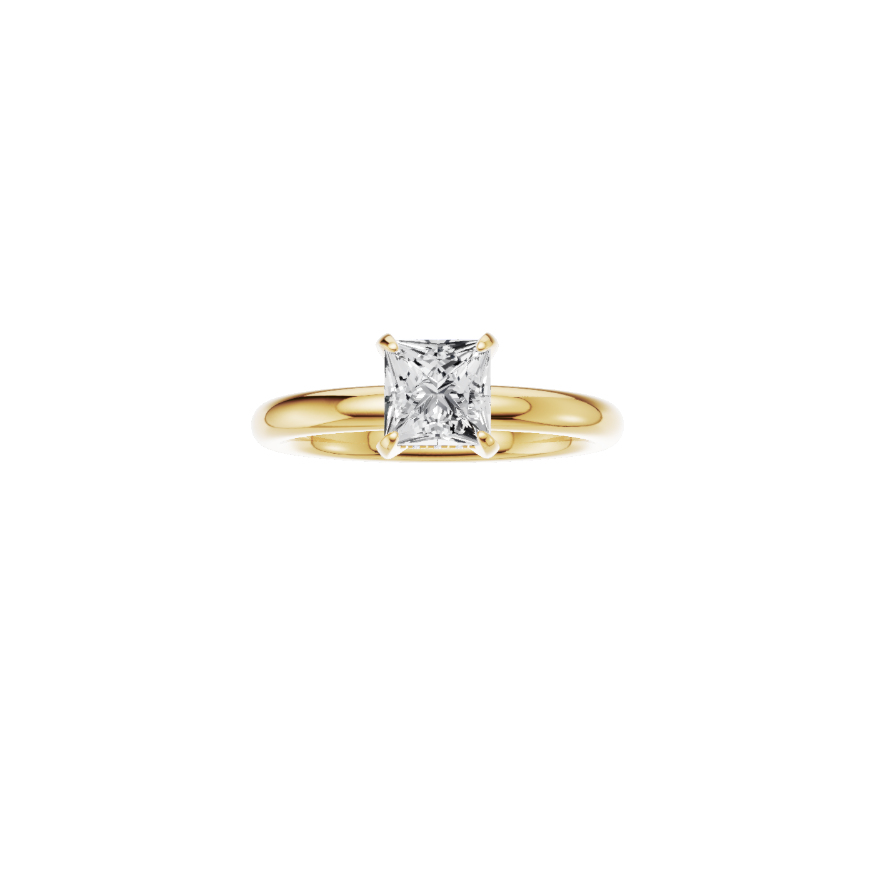 14ct EF VS laboratory grown diamond classic d ring with a princess diamond in a hidden halo setting